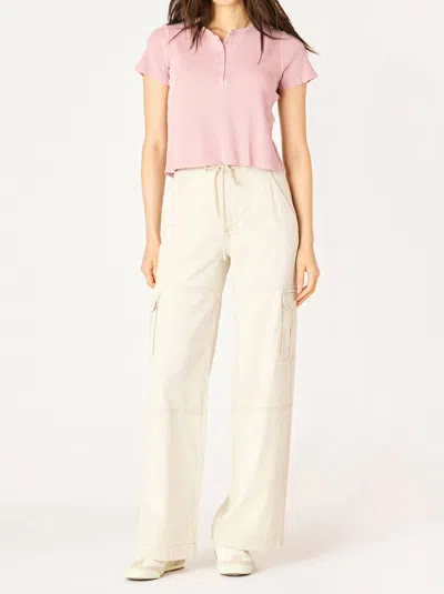 Dex Waffle Weave Henley Top In Pink