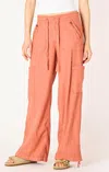 Dex Wide Leg Cargo Pants In Terracotta In Pink