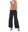 Dex Wide Leg Elastic Waist Pant In Black In Brown