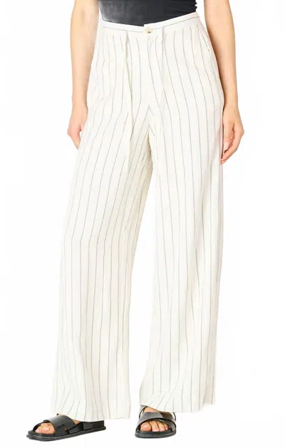 Dex Wide Leg Trousers In Sand/black Stripe In White