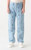 Dex Women's High Waist Utility Jeans In Vintage Blue Wash In Blue