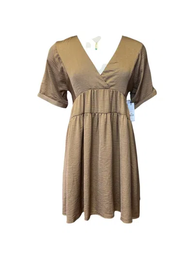 Dex Women's Short Sleeve V Neck Mini Dress In Gold Rush In Animal Print