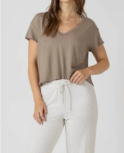 Dex Women's Waffle Top In Mocha Heather In Brown