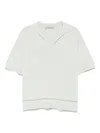 D Exterior Dexterior V-neck Green T-shirt With Subtle Stripe Detail In Gray
