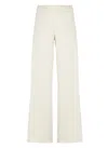 D Exterior D. Exterior Ivory Wide-leg Viscose Pants With Herringbone Pattern In White