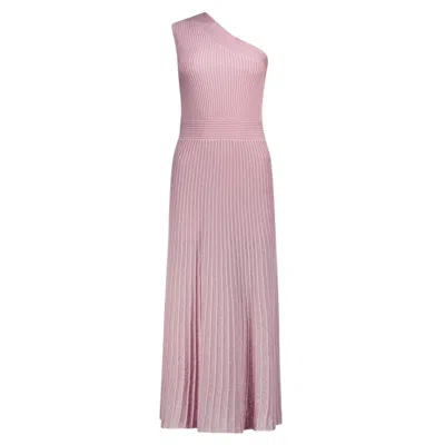 D Exterior Casual Clothes Woman D.exterior - Plisse' Lux Long Shoulder Dress - Fuchsia In Pink