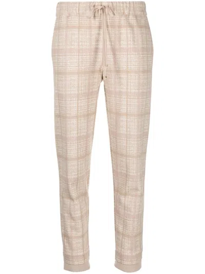 D-exterior Checked Tapered Drawstring Trousers In Nude
