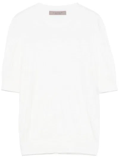 D Exterior Chevron-knit Sweater In White