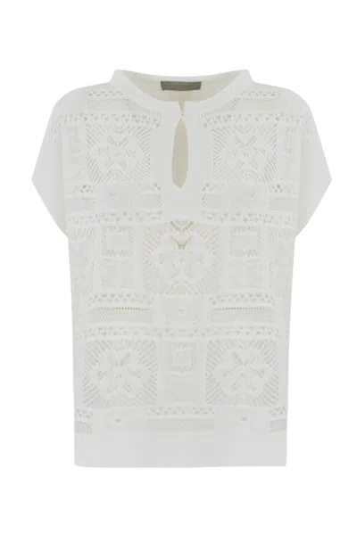 D Exterior Cotton Patchwork Tunic In White