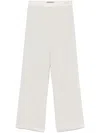 D Exterior Dexterior Wide-leg Green Trousers With Cuffed Hem In White