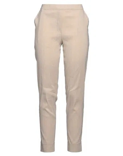 D Exterior D. Exterior Woman Pants Beige Size 6 Linen, Elastane In Neutral