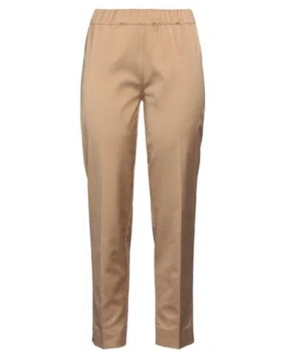 D Exterior D. Exterior Woman Pants Sand Size 6 Viscose, Cotton, Elastane In Brown