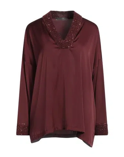 D Exterior D. Exterior Woman Top Burgundy Size L Polyester, Elastane, Cashmere, Alpaca Wool, Polyamide In Red