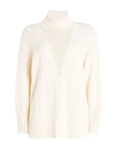 D Exterior D. Exterior Woman Turtleneck Cream Size Xl Merino Wool, Silk, Cashmere In White