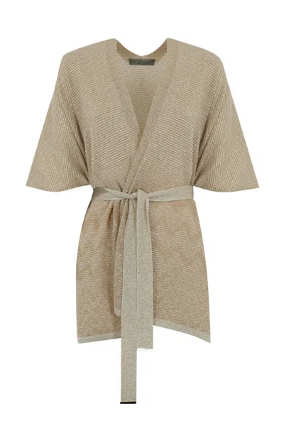 D Exterior Degraded Poncho In Viscose And Lurex In Brown