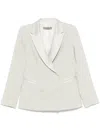 D Exterior D.exterior Light Green Double-breasted Blazer With Satin Lining In Neutral