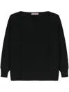 D Exterior Fine-knit Sweater In Black