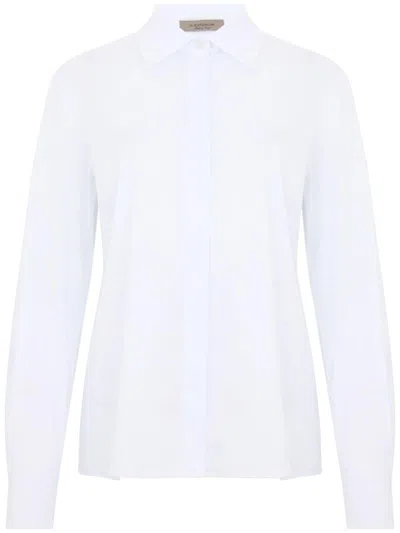 D Exterior Fitted Classic Cotton Shirt In White