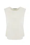 D Exterior Fluid Satin Tank Top In White