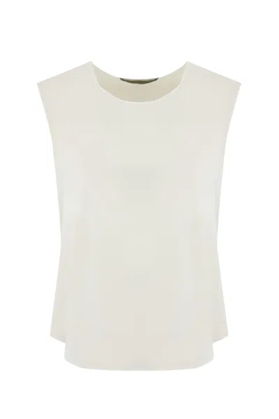 D Exterior Fluid Satin Tank Top In White