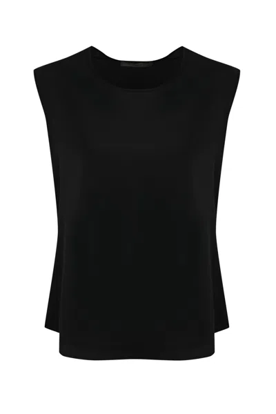 D Exterior Fluid Satin Tank Top In Black