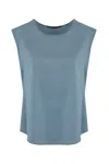 D Exterior Fluid Satin Tank Top In Blue