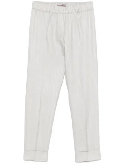 D Exterior D.exterior Light Grey Trousers With Elasticated Waistband In Gray