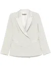 D Exterior D.exterior Light Green Double-breasted Blazer With Satin Lining In Neutral