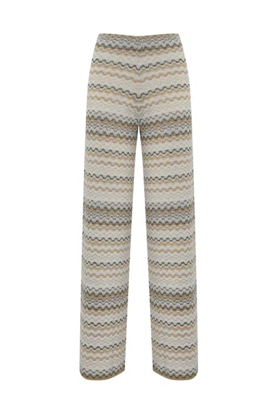 D Exterior Jacquard Trousers In Cotton And Viscose Lurex Blend In Multi