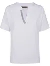 D Exterior D. Exterior Cotton Jersey Chain Drop Polo In White
