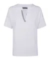 D Exterior D. Exterior Cotton Jersey Chain Drop Polo In White