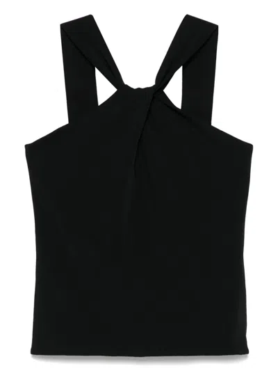 D Exterior Knotted Tank Top In Black