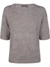 D Exterior Linen Sweater In Brown