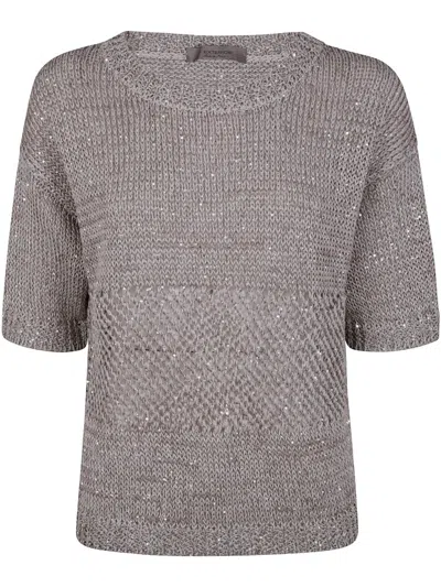 D Exterior Linen Sweater In Brown
