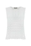 D Exterior Long Perforated Top In Cotton And Viscose In Gray