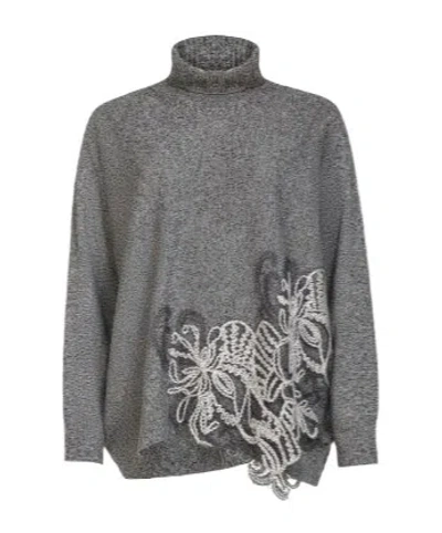 D Exterior Long Sleeve Sweater In Gray