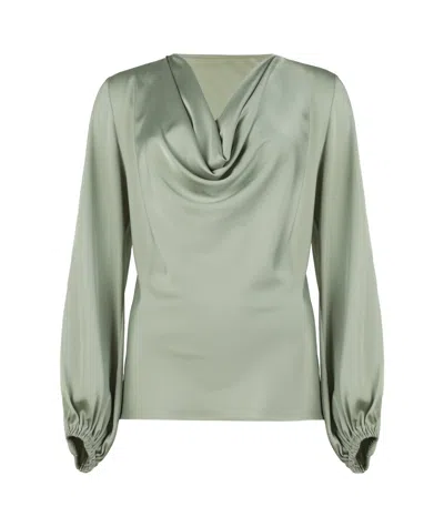 D Exterior Satin Blouse In Gray