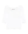 D Exterior Dexterior Floral Embroidered White Top With Three-quarter Sleeves In White