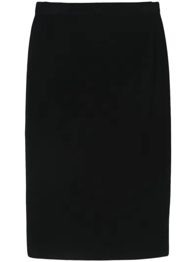 D Exterior Pencil Midi Skirt In Black