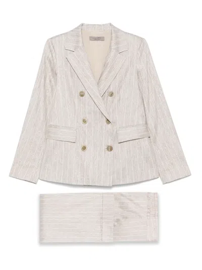 D Exterior Pinstripe Suit In Neutral