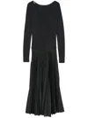 D Exterior Pleated Midi Dress In Black