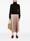 D Exterior Pleated Midi Skirt In Neutral