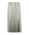 D Exterior Pleated Satin Midi Skirt In Green