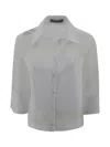 D Exterior Poplin And Organza Shirt In White