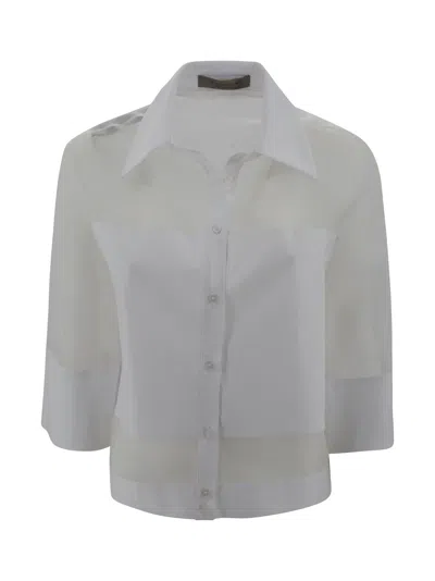 D Exterior Poplin And Organza Shirt In White