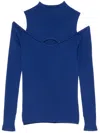 D Exterior Ribbed-knit Sweater In Blue