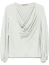D Exterior Satin Blouse In Green