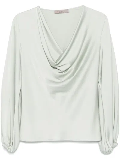 D Exterior Satin Blouse In Green
