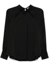 D Exterior Satin Blouse In Black