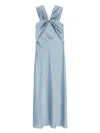 D Exterior D.exterior Blue Long Dress With Draped Detailing In Blue